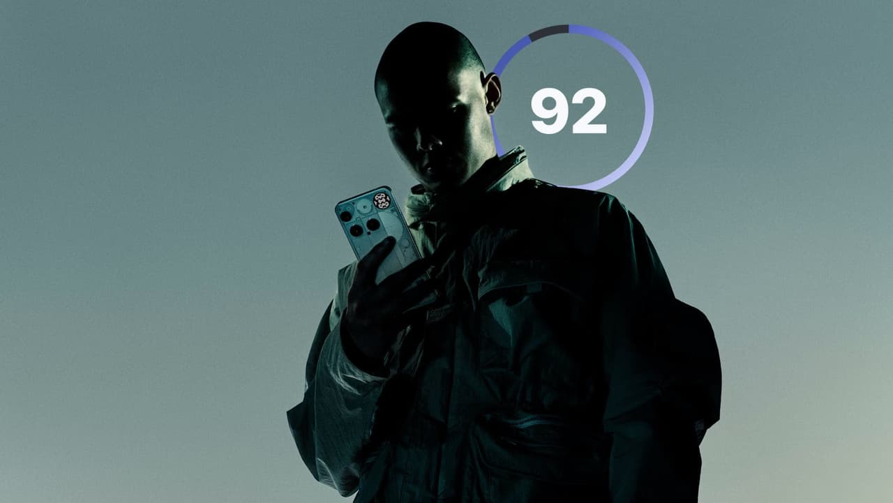 CONKA app cognitive score displayed on a Nothing phone